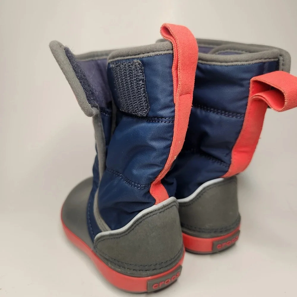 CROCS Lodgepoint Snow Boots Toddler Kids C6 Blue Gray Red Winter Rain Ski‎